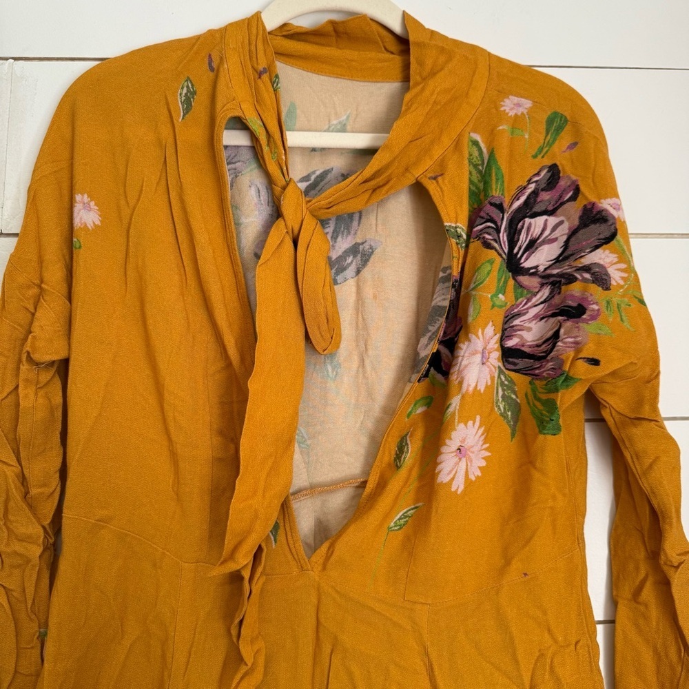 FREE PEOPLE gemma mustard yellow long sleeve tunic mini dress - Picture 11 of 11
